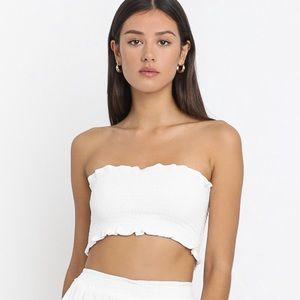 Showpo Linen Smocked Tube Top